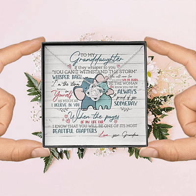 To My Granddaughter If They Whisper To You Elephant Love Knot Necklace - Granddaughter Gifts From Grandma