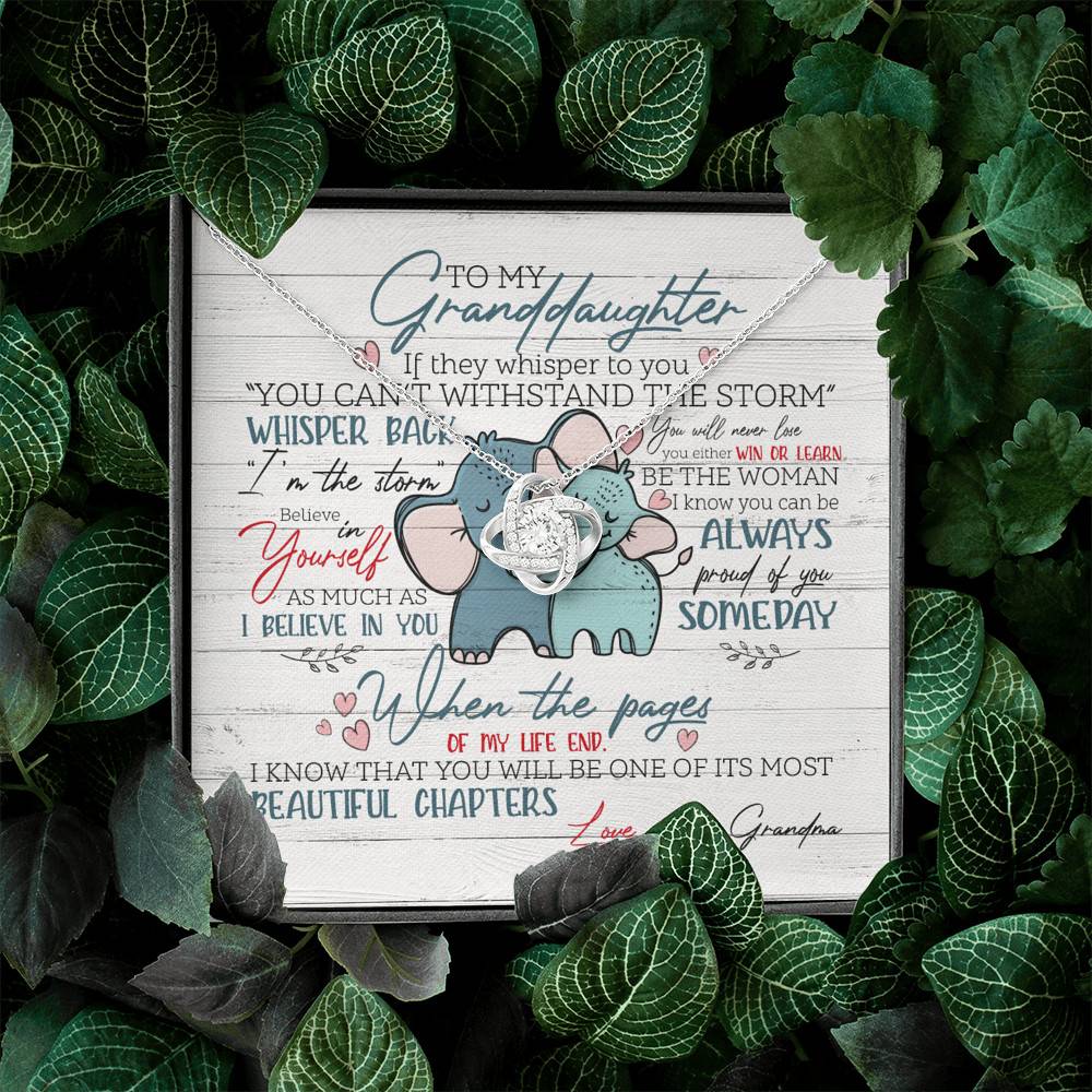 To My Granddaughter If They Whisper To You Elephant Love Knot Necklace - Granddaughter Gifts From Grandma