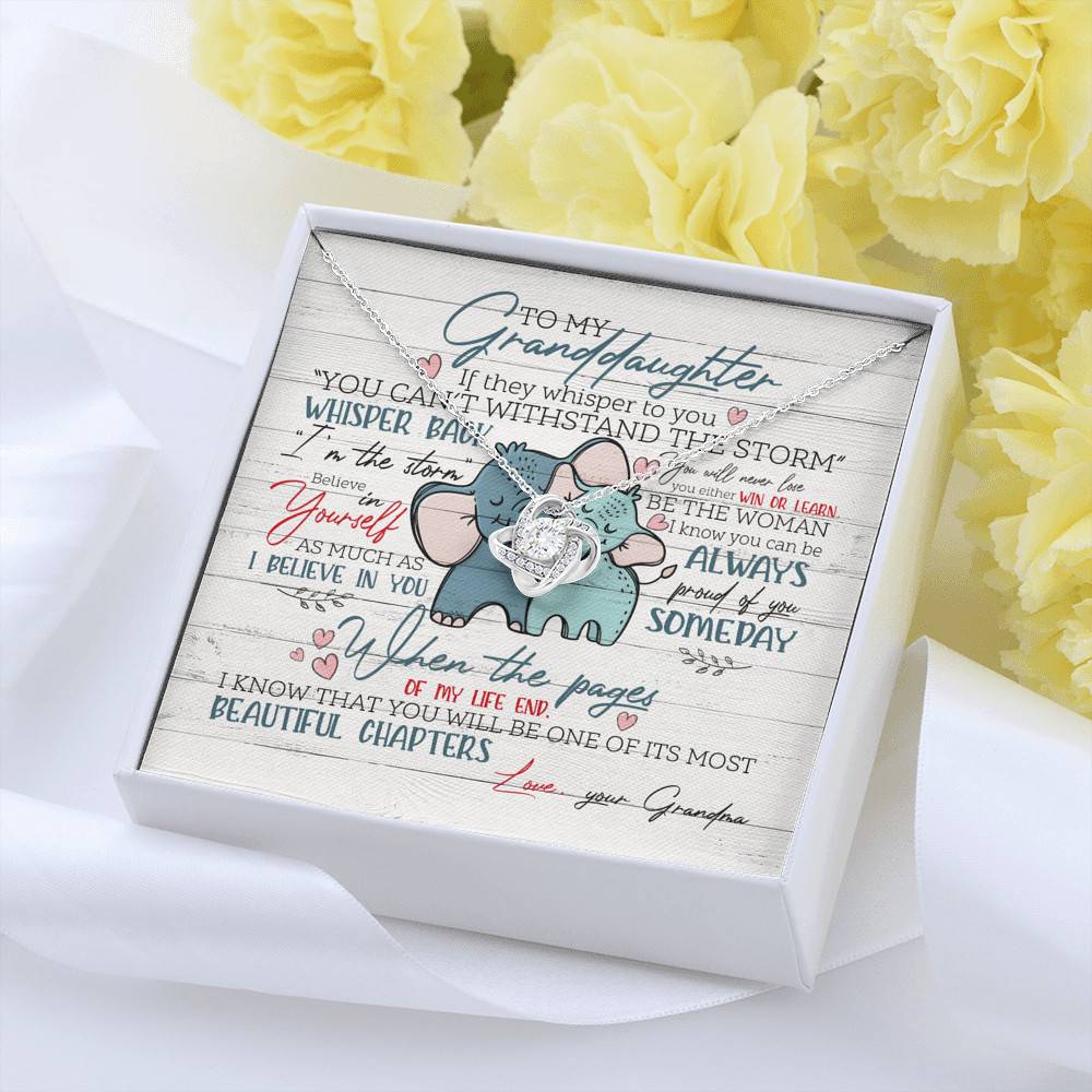 To My Granddaughter If They Whisper To You Elephant Love Knot Necklace - Granddaughter Gifts From Grandma