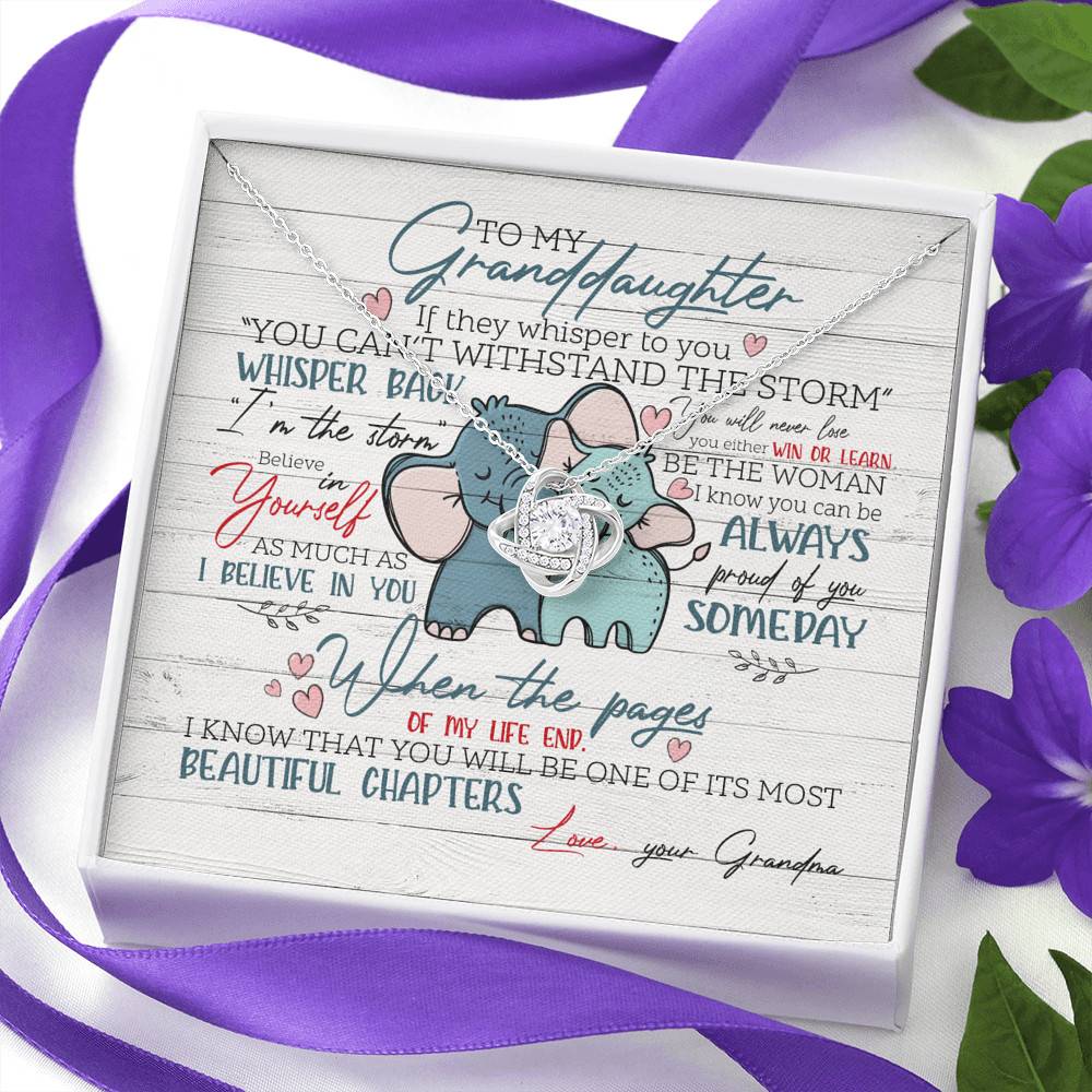 To My Granddaughter If They Whisper To You Elephant Love Knot Necklace - Granddaughter Gifts From Grandma