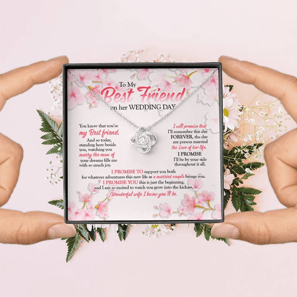 To My Best Friend On Her Wedding Day Love Knot Necklace - Friend To Bride Necklace - Wedding Gifts For Bride