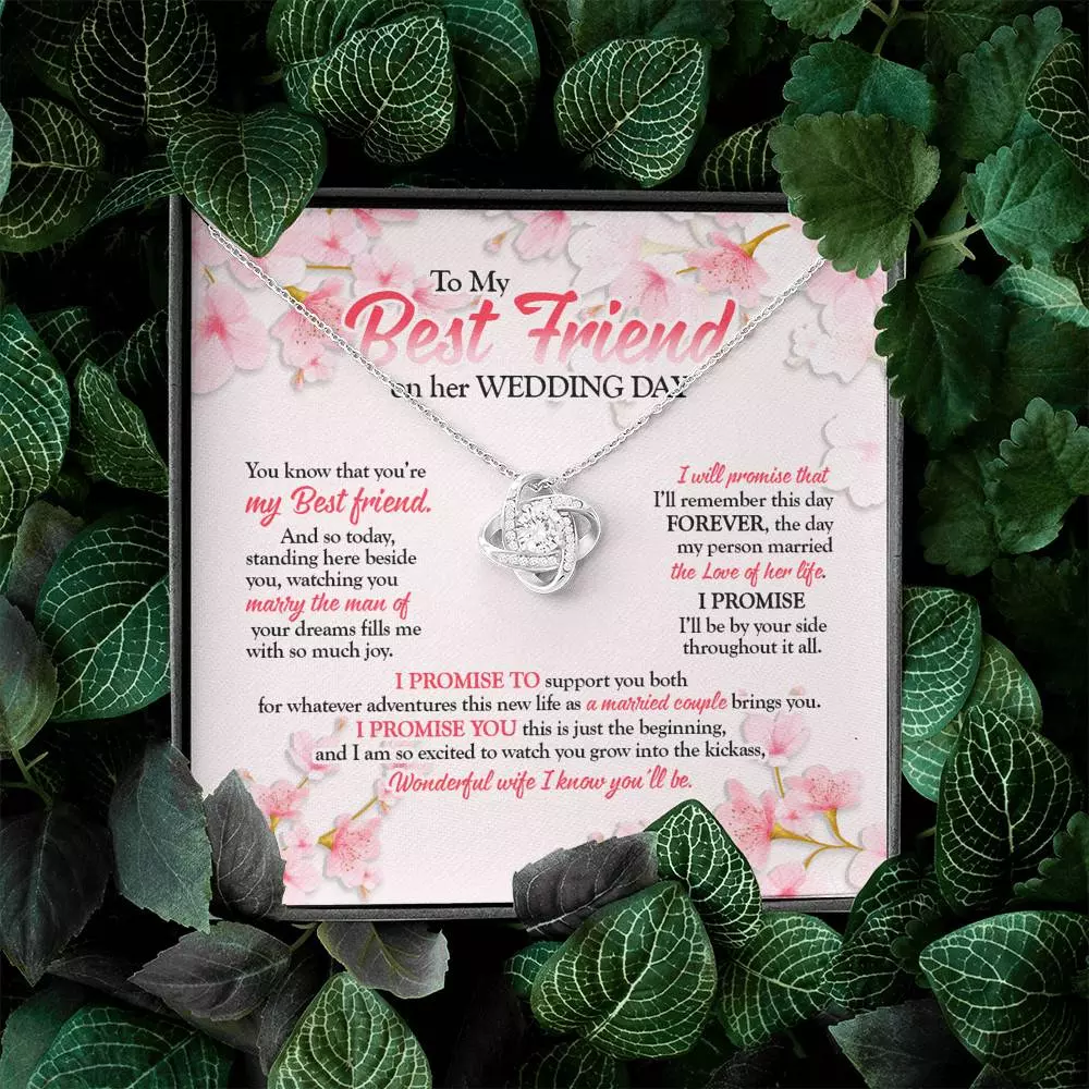 To My Best Friend On Her Wedding Day Love Knot Necklace - Friend To Bride Necklace - Wedding Gifts For Bride