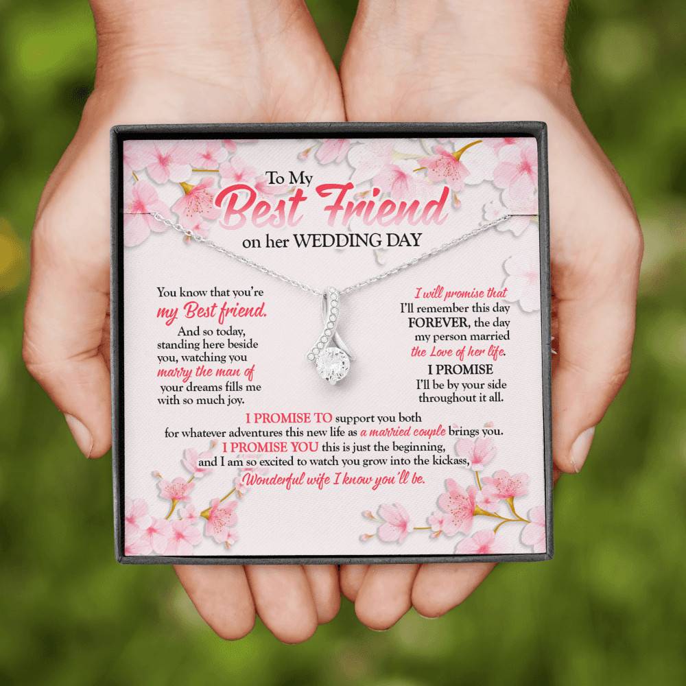 To My Best Friend On Her Wedding Day Friend To Bride Alluring Beauty Necklace - Wedding Gift For Bride