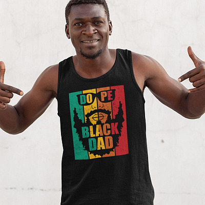 Alternative view of Funny Fathers Day Gift from Kid Do-Pe Bla-Ck Dad Cotton Tank Top Tee - Ladies Racerback Tank