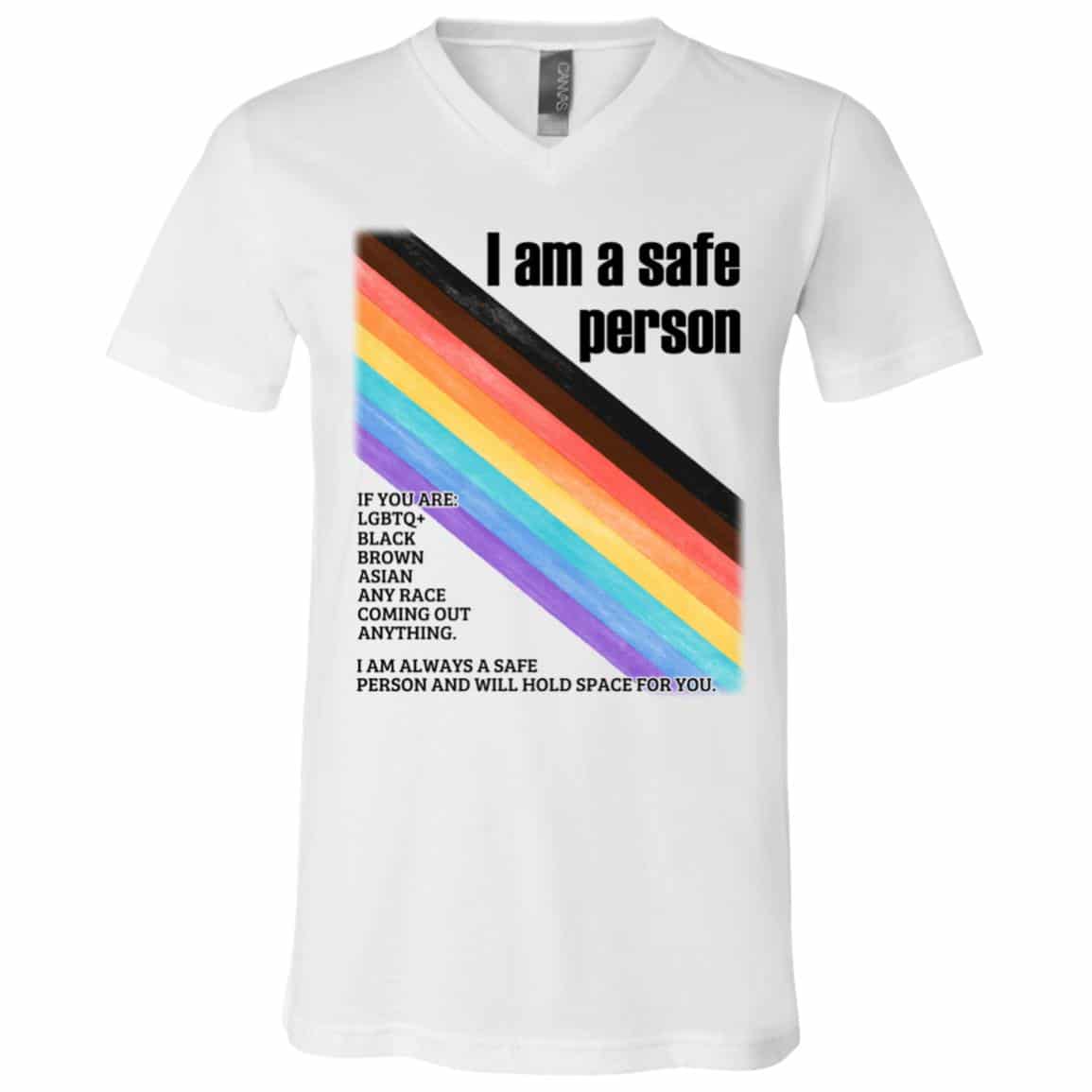 Safe Person t, White, V-Neck T-Shirt