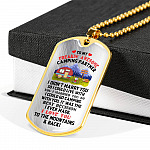 To My Camping Partner I Love You To The Mountains and Back Dog Tag Pendant Necklace - Gift For Camping Partner