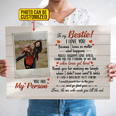 Alternative view of Personalized Photo To My Bestie I Love You Framed Canvas - Unframed Poster - Custom Photo Bestie Gift Print