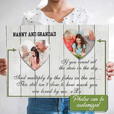 Alternative view of Personalized Photo Nanny And Grandad How Much You Are Loved By Me Framed Canvas - Gift For Grandad And Grandma