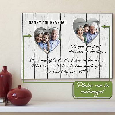 Personalized Photo Nanny And Grandad How Much You Are Loved By Me Framed Canvas - Gift For Grandad And Grandma