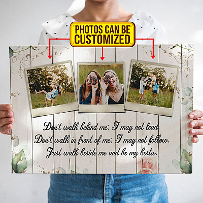 Alternative view of Personalized Bestie Just Walk Beside Me And Be My Bestie Framed Canvas - Poster - Custom Photo Gift For Bestie