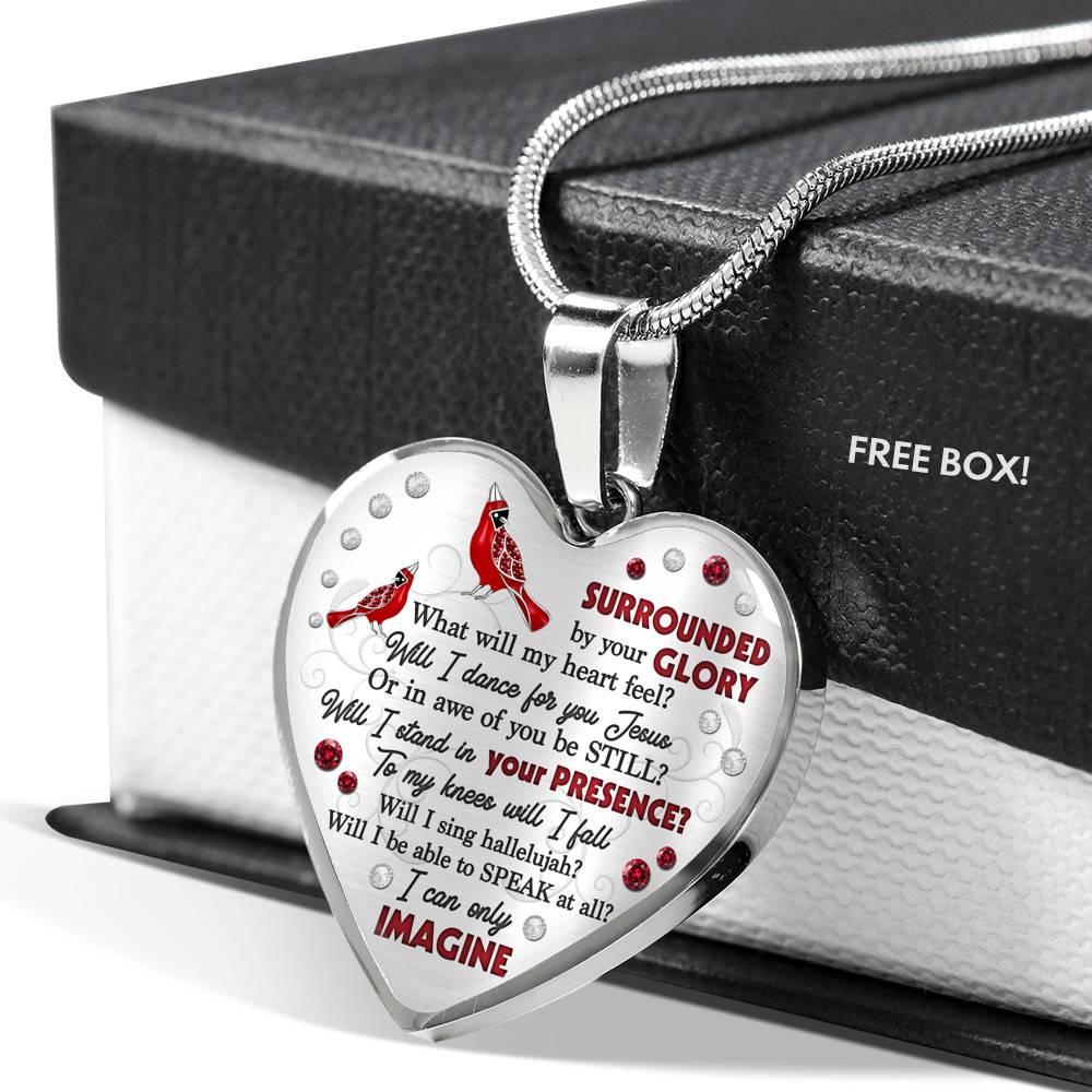 Cardinal Surrounded By Your Glory What Will My Heart Feel Will I Dance For You Jesus Heart Pendant Necklace
