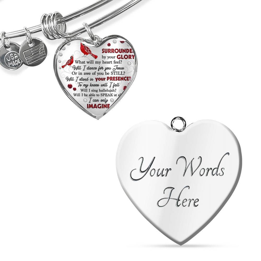 Cardinal Surrounded By Your Glory What Will My Heart Feel Will I Dance For You Jesus Heart Pendant Necklace