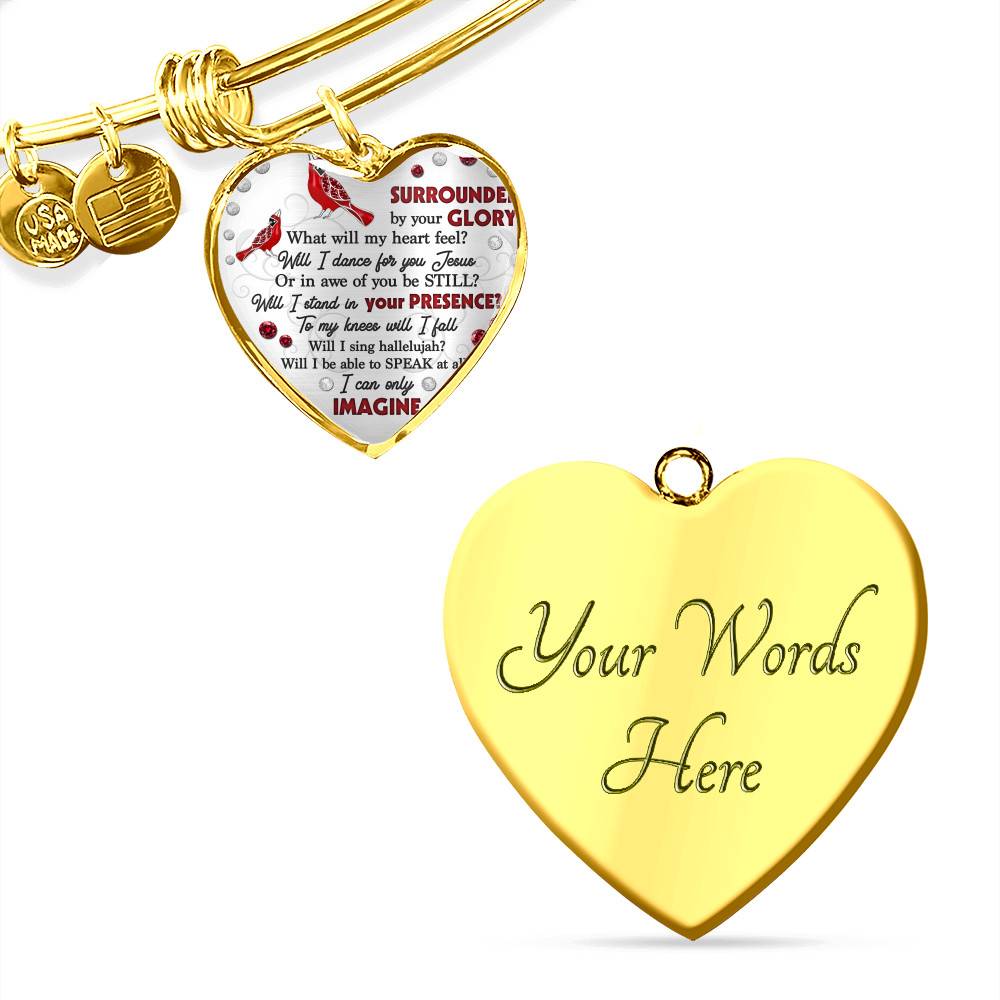 Cardinal Surrounded By Your Glory What Will My Heart Feel Will I Dance For You Jesus Heart Pendant Necklace