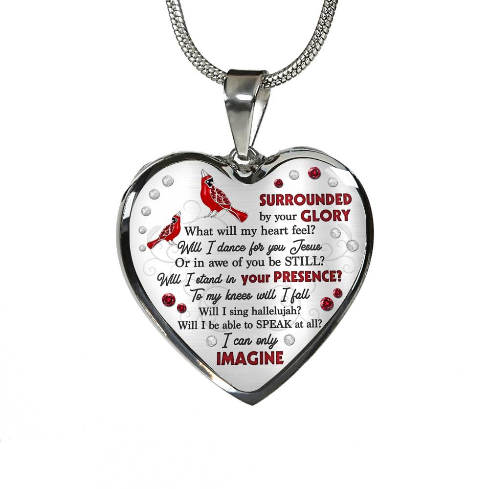 Cardinal Surrounded By Your Glory What Will My Heart Feel Will I Dance For You Jesus Heart Pendant Necklace