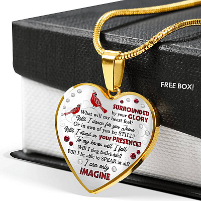 Cardinal Surrounded By Your Glory What Will My Heart Feel Will I Dance For You Jesus Heart Pendant Necklace