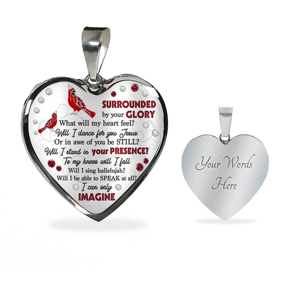 Cardinal Surrounded By Your Glory What Will My Heart Feel Will I Dance For You Jesus Heart Pendant Necklace