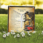 Personalized The Greatest Hero My Dad Firefighter Cross Pendant Necklace - Custom Gift For Firefighter Dad