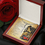 Personalized The Greatest Hero My Dad Firefighter Cross Pendant Necklace - Custom Gift For Firefighter Dad