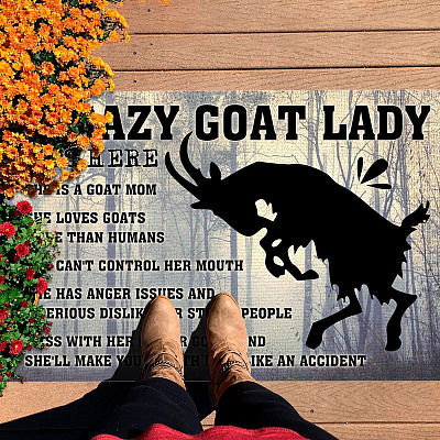 Alternative view of A Crazy Goat Lady Lives Here She Is A Goat Mom She Loves Goats More Than Humans House Doormat - Outdoor Doormat