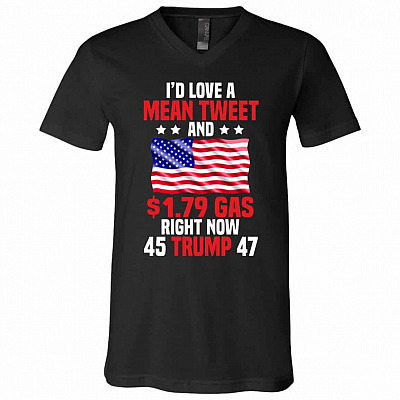 mean, Black, V-Neck T-Shirt