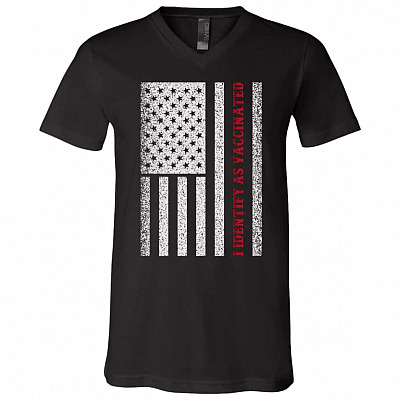 American Flag I Identify Tshirt, Black, V-Neck T-Shirt