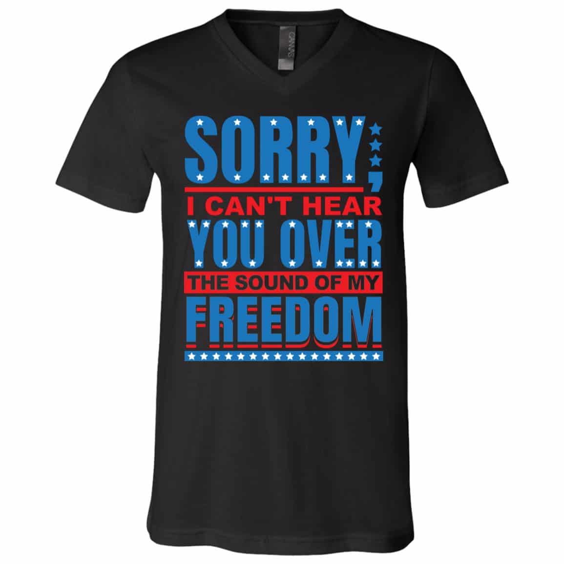 Sound Freedom tee, Black, V-Neck T-Shirt