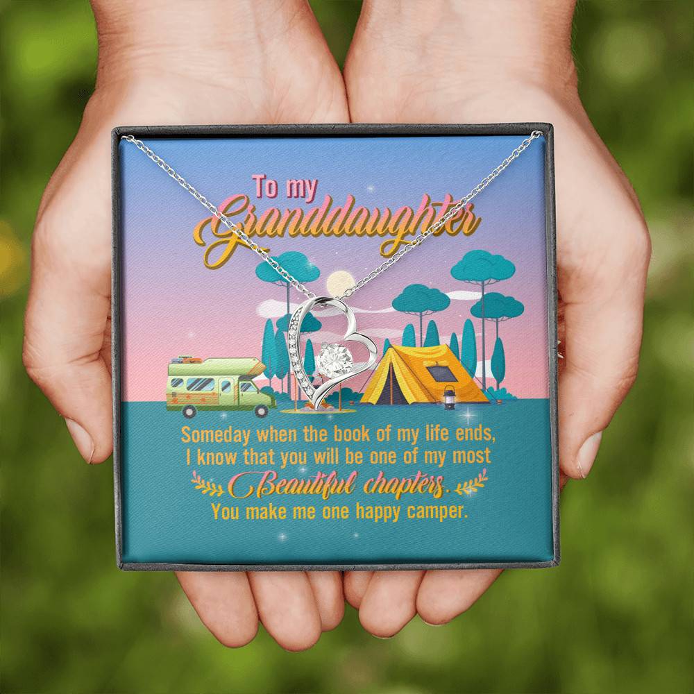 To My Granddaughter Someday When The Book Of My Life Ends Camping Forever Love Heart Pendant Necklace