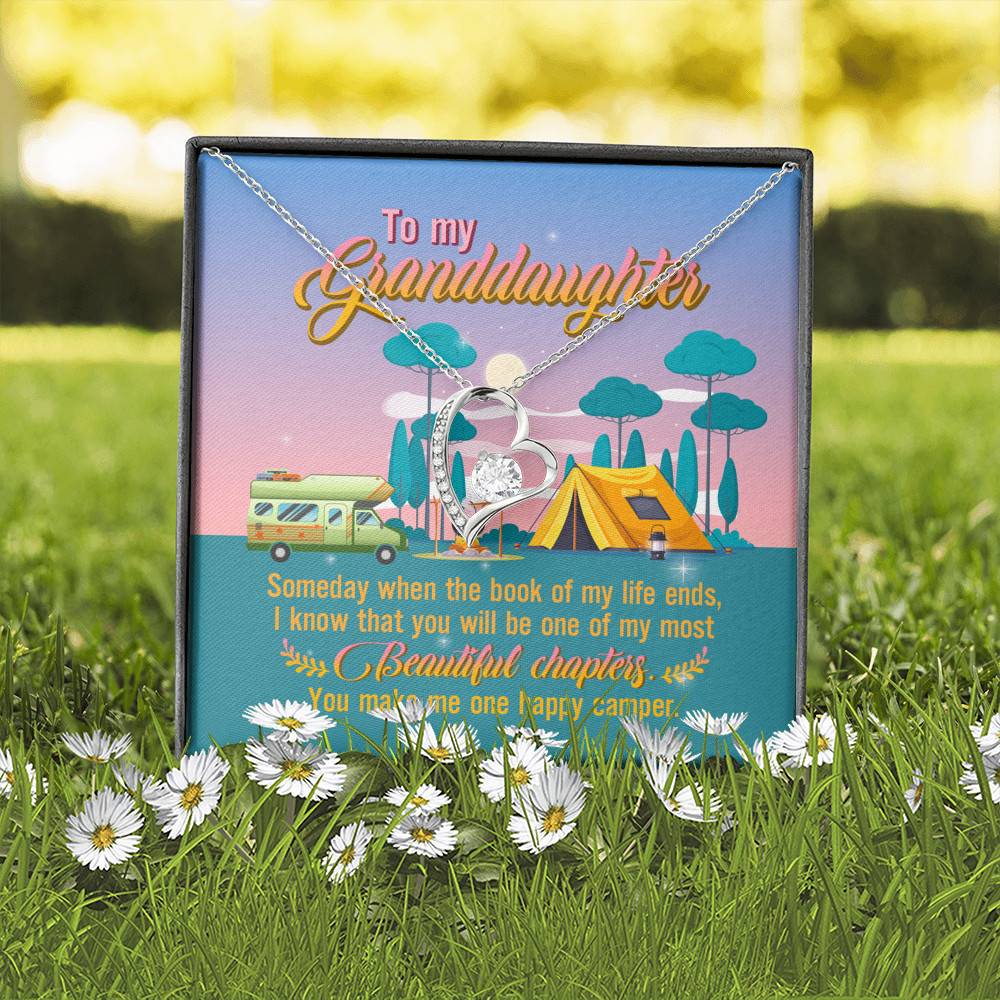 To My Granddaughter Someday When The Book Of My Life Ends Camping Forever Love Heart Pendant Necklace