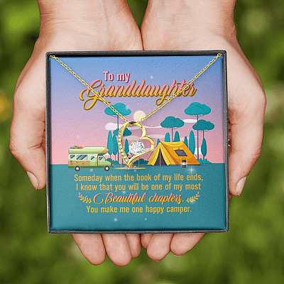 To My Granddaughter Someday When The Book Of My Life Ends Camping Forever Love Heart Pendant Necklace