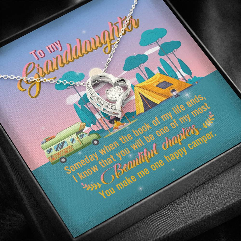 To My Granddaughter Someday When The Book Of My Life Ends Camping Forever Love Heart Pendant Necklace