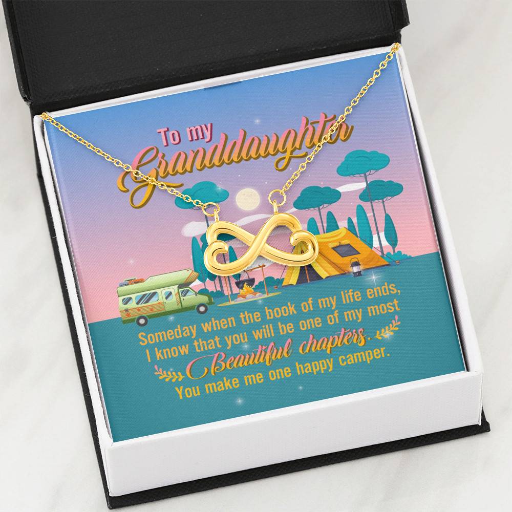 To My Granddaughter Someday When The Book Of My Life Ends Camping Infinity Heart Pendant Necklace