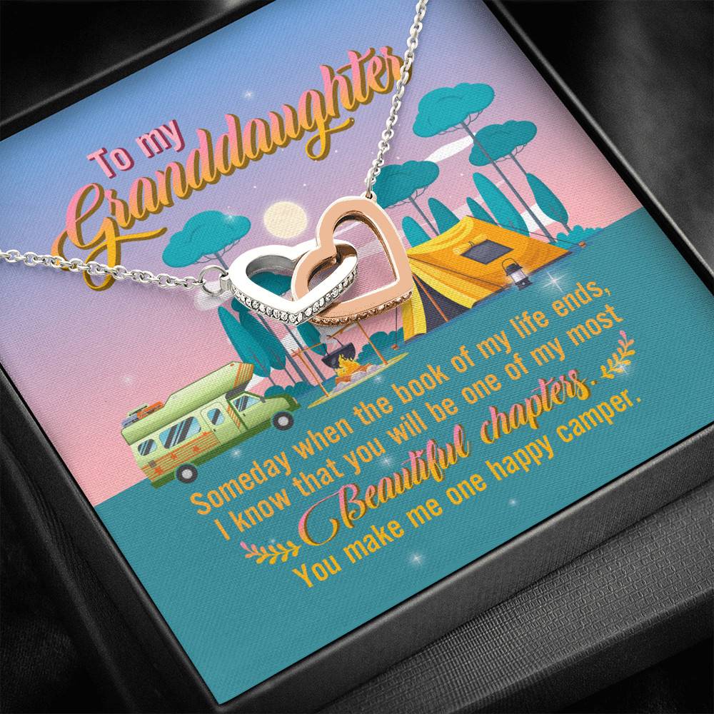 To My Granddaughter Someday When The Book Of My Life Ends Camping Interlocking Hearts Pendant Necklace