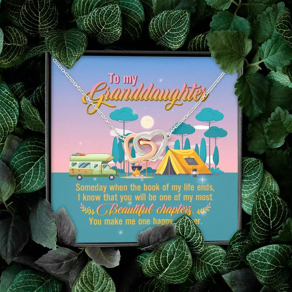 To My Granddaughter Someday When The Book Of My Life Ends Camping Interlocking Hearts Pendant Necklace