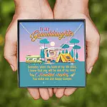 To My Granddaughter Someday When The Book Of My Life Ends Camping Interlocking Hearts Pendant Necklace