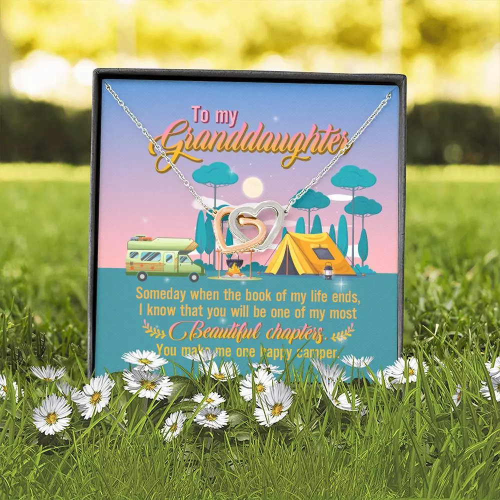 To My Granddaughter Someday When The Book Of My Life Ends Camping Interlocking Hearts Pendant Necklace