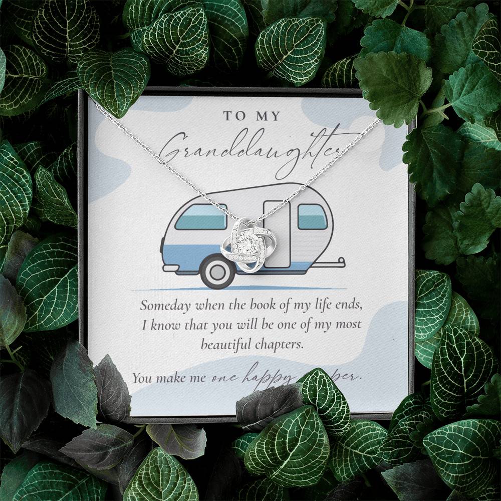 Camping to My Granddaughter Someday When the Book of My Life Ends Love Knot Pendant Necklace