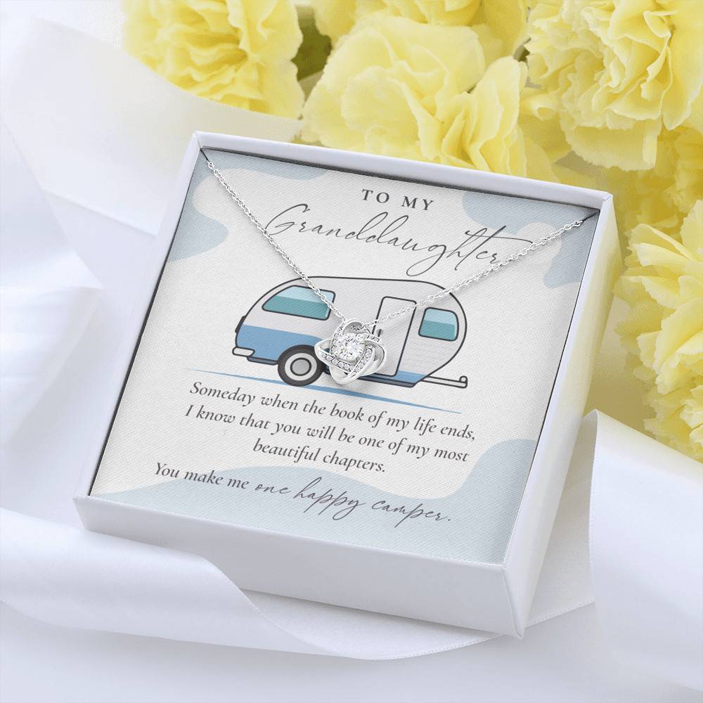 Camping to My Granddaughter Someday When the Book of My Life Ends Love Knot Pendant Necklace