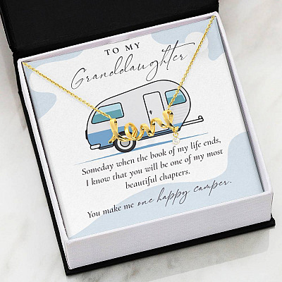 Camping to My Granddaughter Someday When the Book of My Life Ends Scripted Love Pendant Necklace