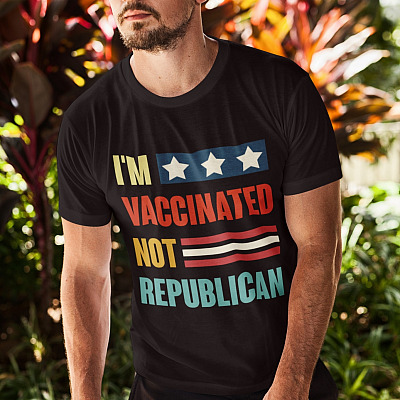 Alternative view of I'm Vaccinated Not Republican Trump Is Not My President - Pro Biden T-shirt - V-Neck Tee