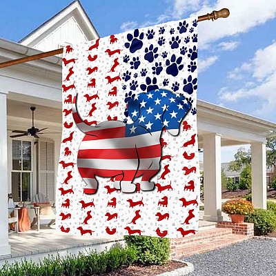 Dachshund American Flag Decorative Garden Flag - House Flag - Dachshund Flag