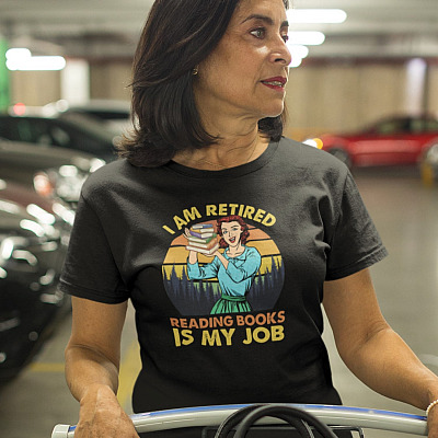 Alternative view of Vintage I Am Retired Reading Books Is My Job T-shirt - V-neck - Gift For Book Lover Women