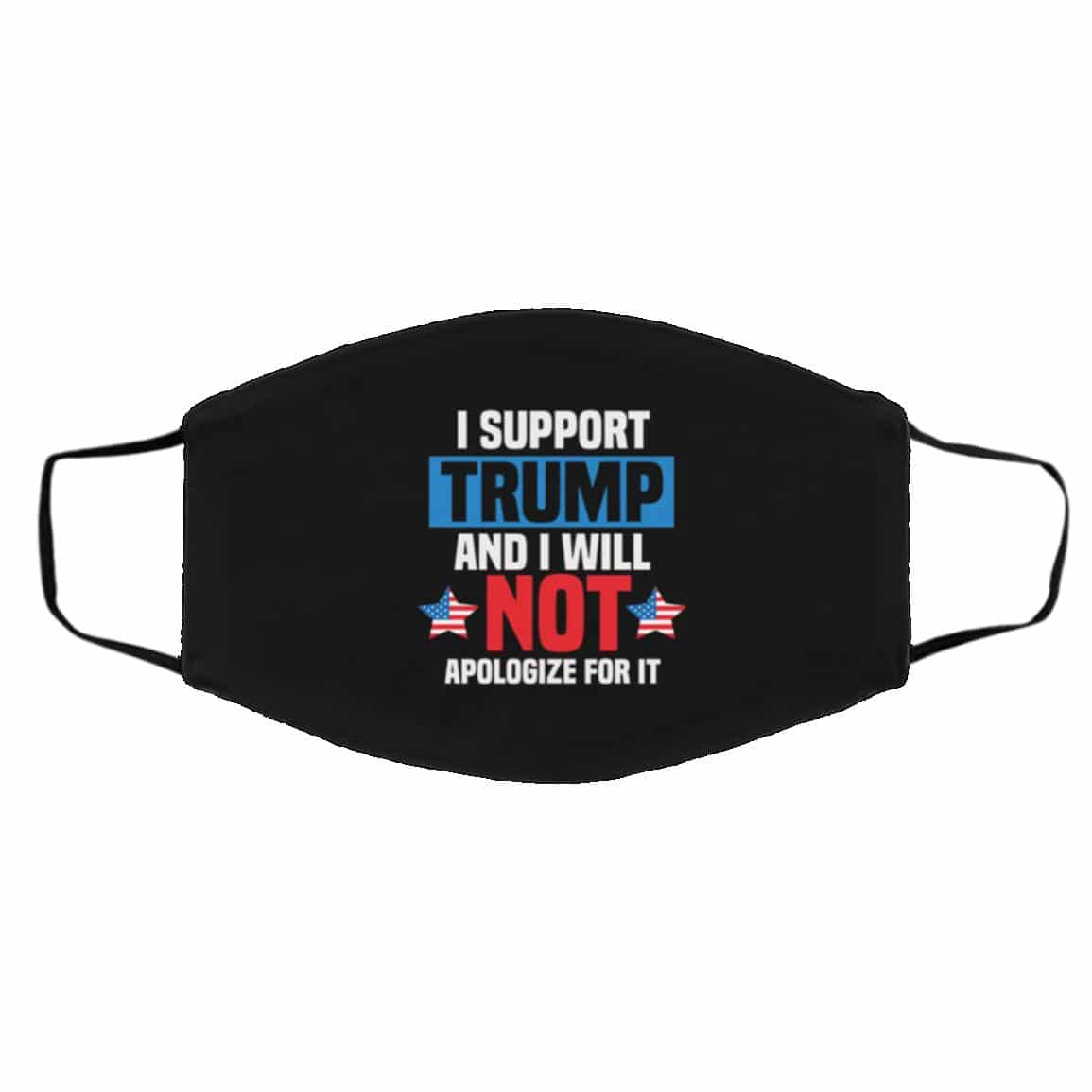 I Support Trump and I, White, Cloth Face Cover – Medium/Large