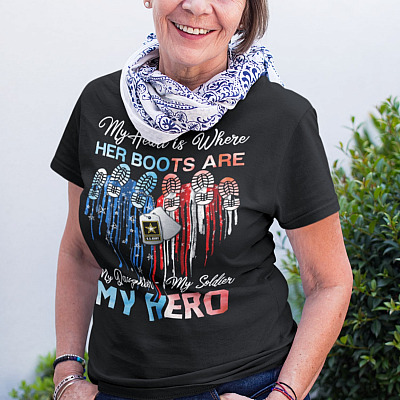 Alternative view of My Heart Is Where Her Boots Are My Daughter My Soldier My Hero T-Shirt - Proud Dad Mom Shirt From Military Daughter