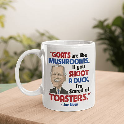 Joe Biden Goats Are Like Mushrooms Coffee Mug - Beer Stein - Water Bottle - Color Changing Mug