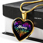 Rainbow Nurse Heart Proud Nurse Heart Pendant Necklace