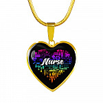 Rainbow Nurse Heart Proud Nurse Heart Pendant Necklace