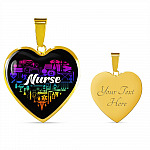 Rainbow Nurse Heart Proud Nurse Heart Pendant Necklace