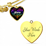 Rainbow Nurse Heart Proud Nurse Heart Pendant Necklace