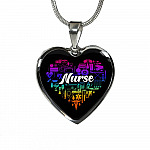 Rainbow Nurse Heart Proud Nurse Heart Pendant Necklace