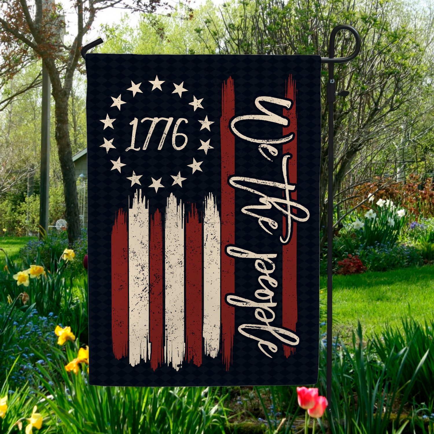 2. We The People America Old Flag (4) Garden Flag Mockup 5